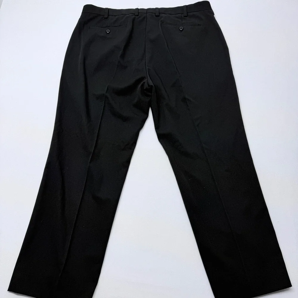 Mens Black Flat Front Dress Pants Straight Leg Trousers 40 x 30